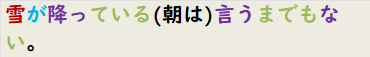 雪が降っている(朝は)言うまでもない。