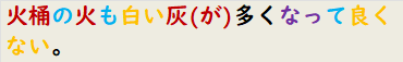 火桶の火も白い灰(が)多くなって良くない。