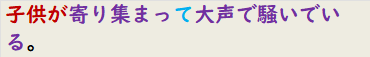 子供が寄り集まって大声で騒いでいる。